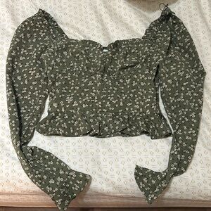 Floral long sleeve top ruffled bottom and sleeves